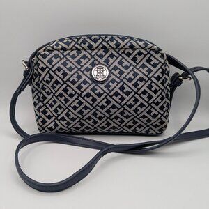 Tommy Hilfiger Women's Logo Crossbody Bag, Blue Gray, Adjustable Strap